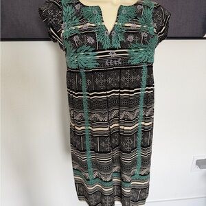 THML Black and Teal Patterned Midi Dress XS